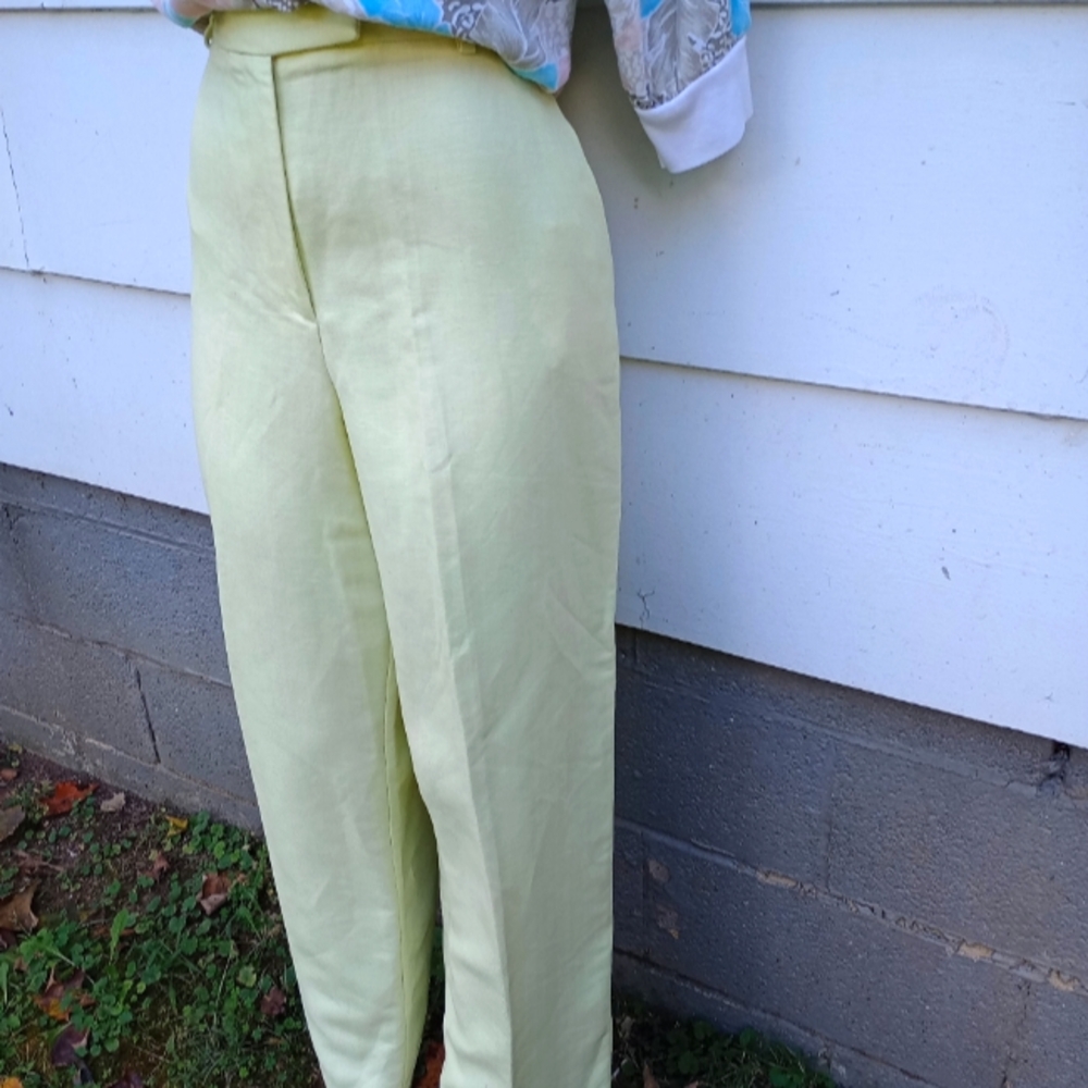 Chartreuse Linen Blend Pants